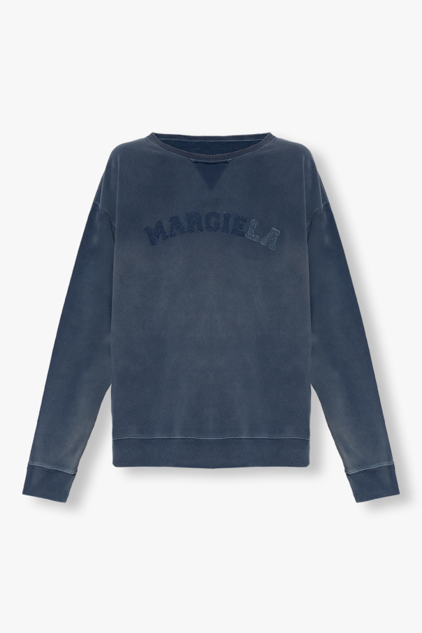 ★【MAISON MARGIELA】★BLUE COTTON OVERSIZE SWEATSHIRT★ Maison Margiela // Blue Organic Cotton Logo Hoodie – VSP